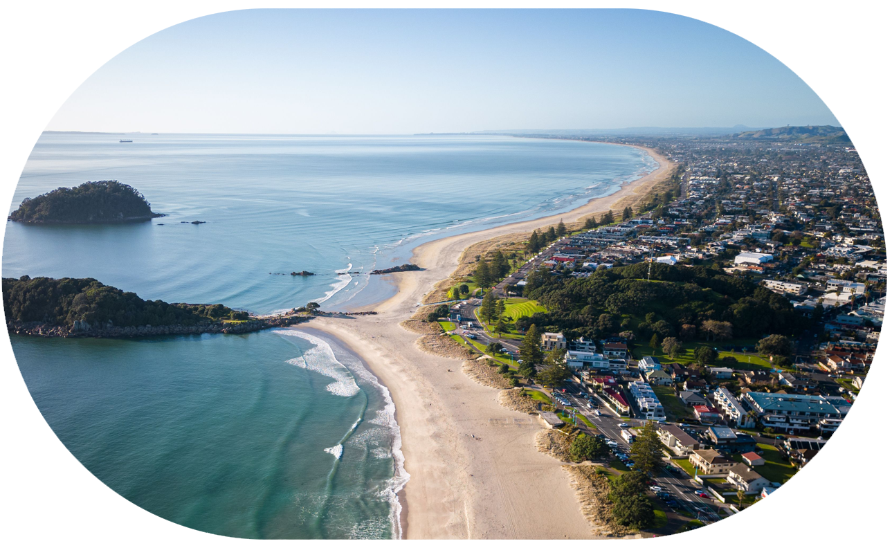 Bay of Plenty located in the North Island of New Zealand famous for its beautiful sandy beaches.