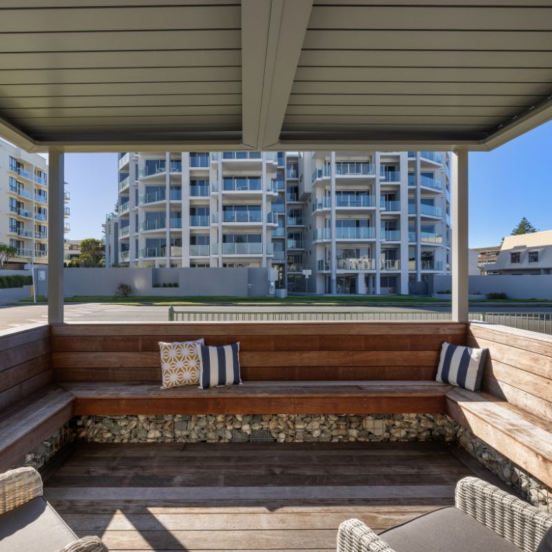 outdoor seating in kiwi bach