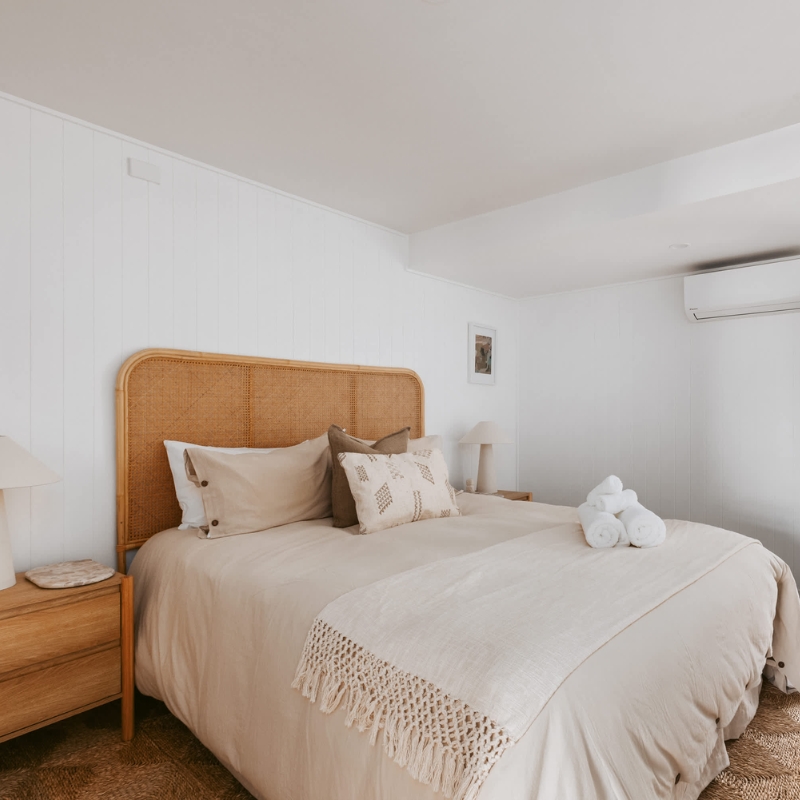 bedroom in chic coastal escape